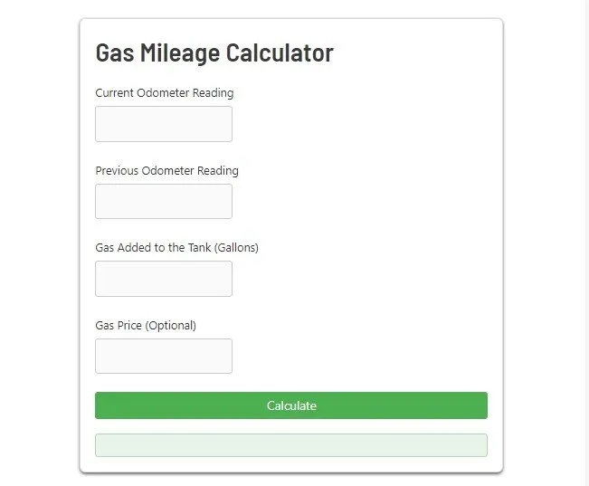 Gas Mileage Calculator for Trip Tire Blogger